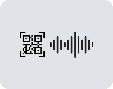 A QR code next to a sound wave